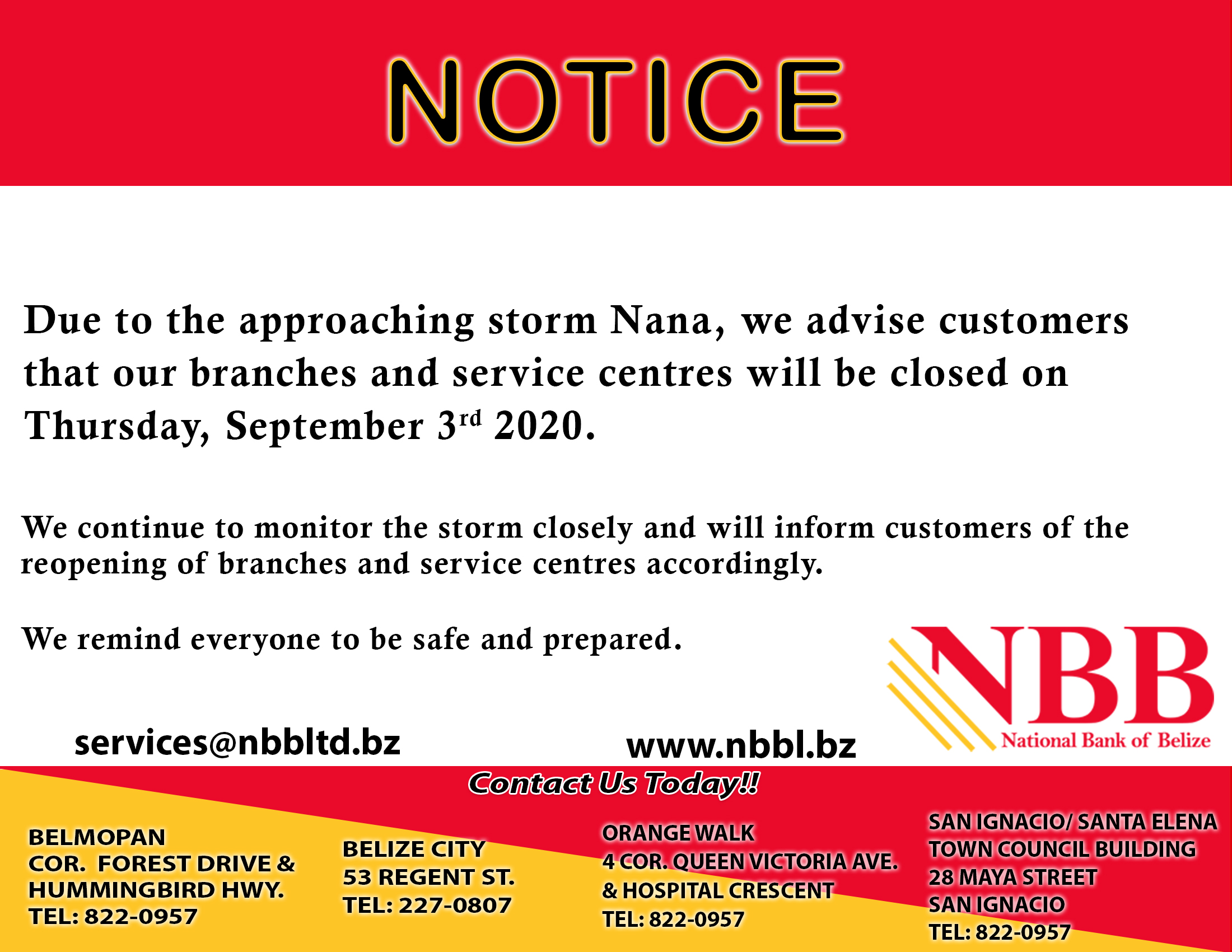 Storm Customer Notice