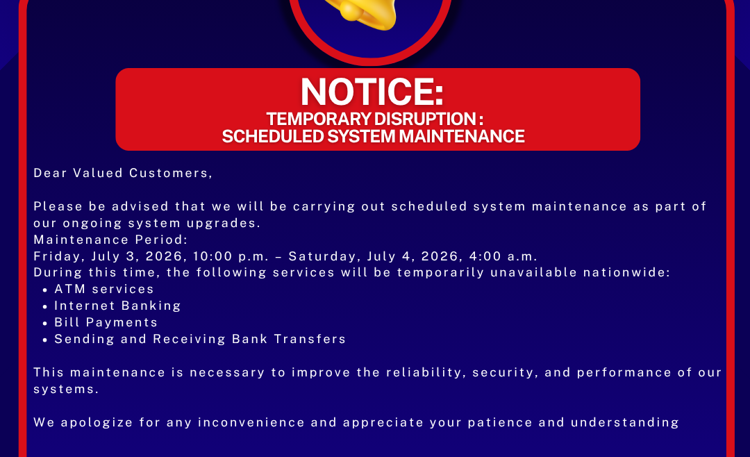 Temporary Disruption: Scheduled System Maintenance